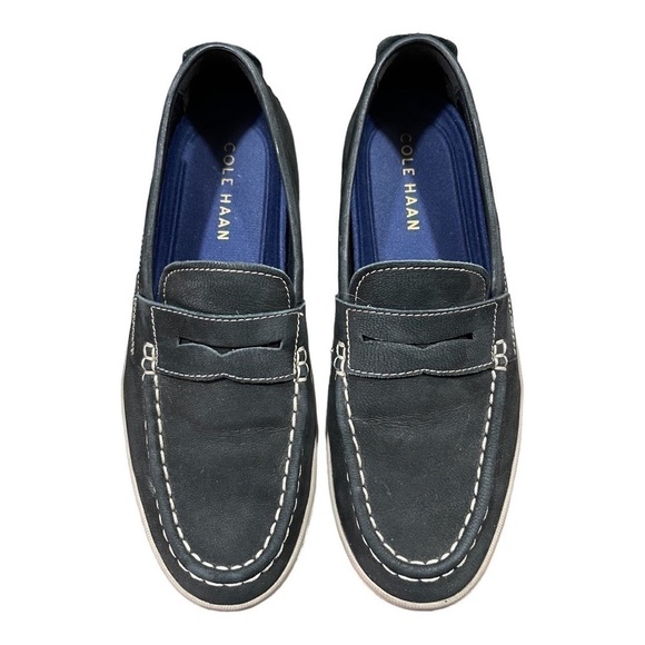 COLE HAAN GRAND, MENS BLACK LEATHER LOAFERS. DETAILED STITCHING. SIZE 8 1/2M main image 7